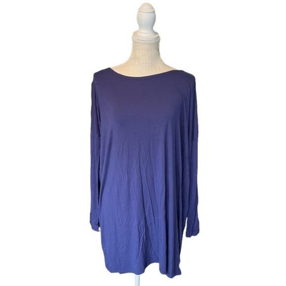 Piko Blue Oversized Long Sleeve Basic Tunic Top - Picture 1 of 13
